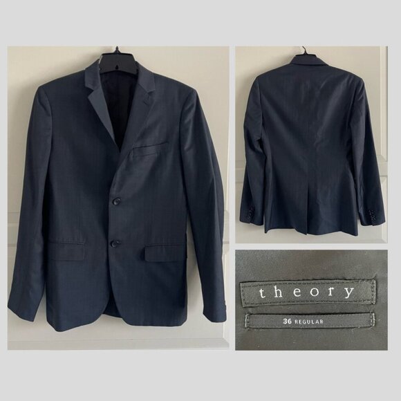 Theory Men's Dark Gray Single Breasted Blazer Regular Fit Suit Jacket 20371